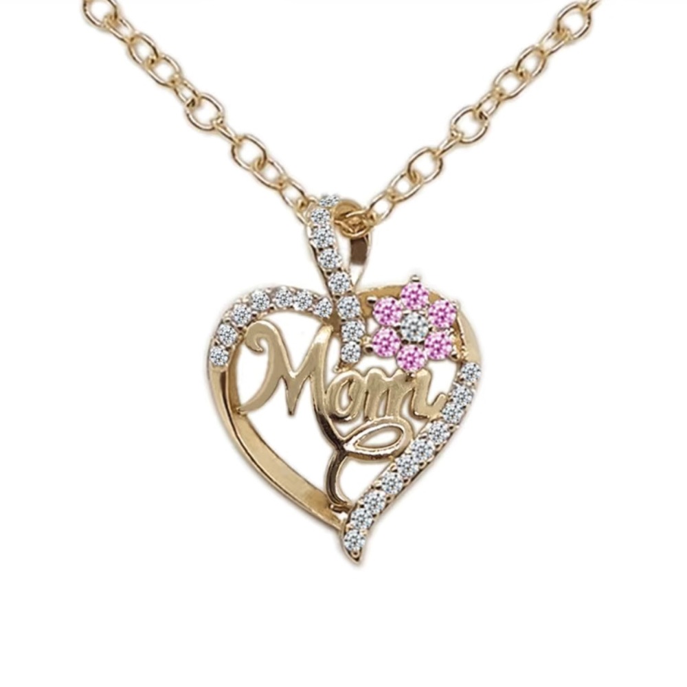 Mom Heart Flower Necklace
